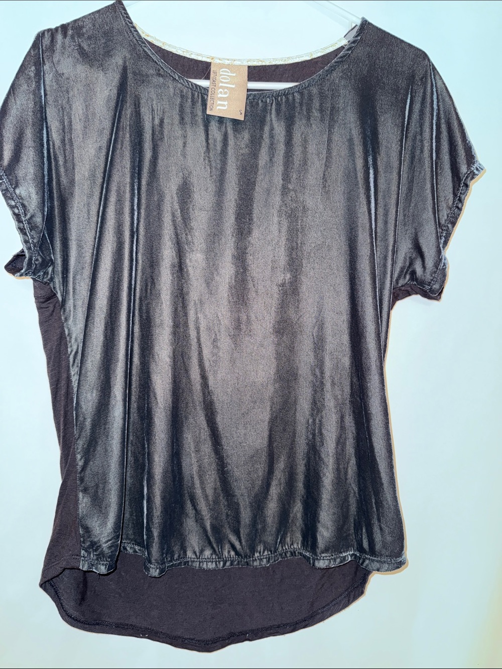 Dolan Dark Navy Metallic Short Sleeve Drapey Tee